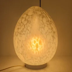 Pamono Mid-Century Egg Table Lamp in Glass from La Verrerie de Vianne, France, 1970s