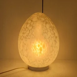 Pamono Mid-Century Egg Table Lamp in Glass from La Verrerie de Vianne, France, 1970s