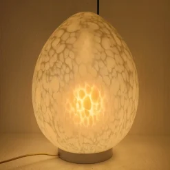 Pamono Mid-Century Egg Table Lamp in Glass from La Verrerie de Vianne, France, 1970s
