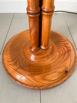 Best Pamono Mid-Century Faux Bamboo Turned Wooden Column Floor Lamp, Britain, 1980s