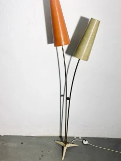 Best Pamono Mid-Century Floor Lamp in Brass with Fiberglass Shades attributed to Cosack, 1950s
