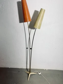 Best Pamono Mid-Century Floor Lamp in Brass with Fiberglass Shades attributed to Cosack, 1950s