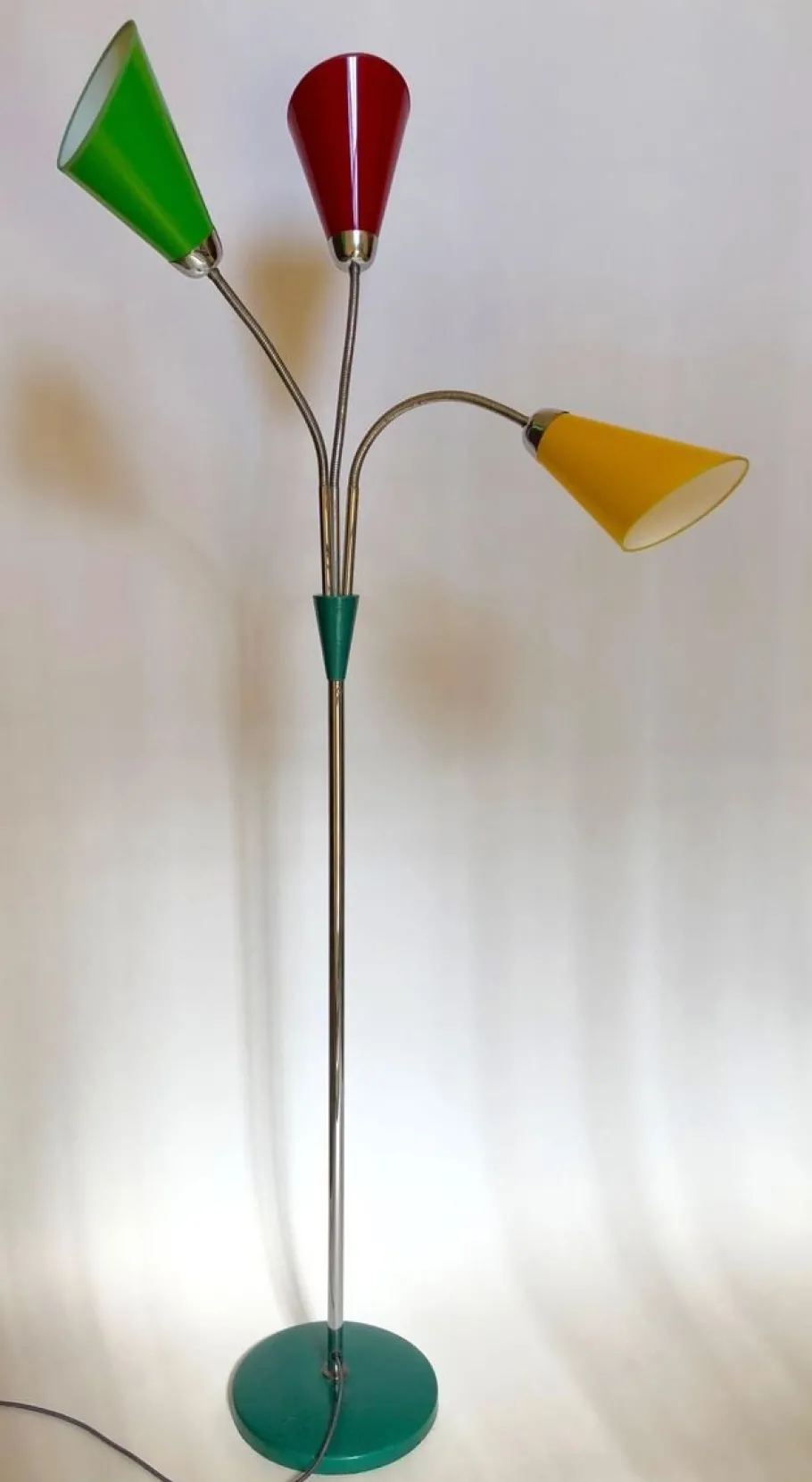Best Pamono Mid-Century Floor Lamp with 3 Shades in Yellow, Green & Red from Lidokov, 1956