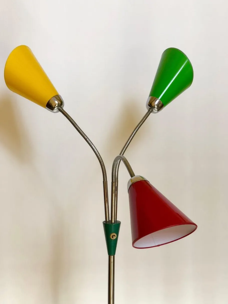 Best Pamono Mid-Century Floor Lamp with 3 Shades in Yellow, Green & Red from Lidokov, 1956