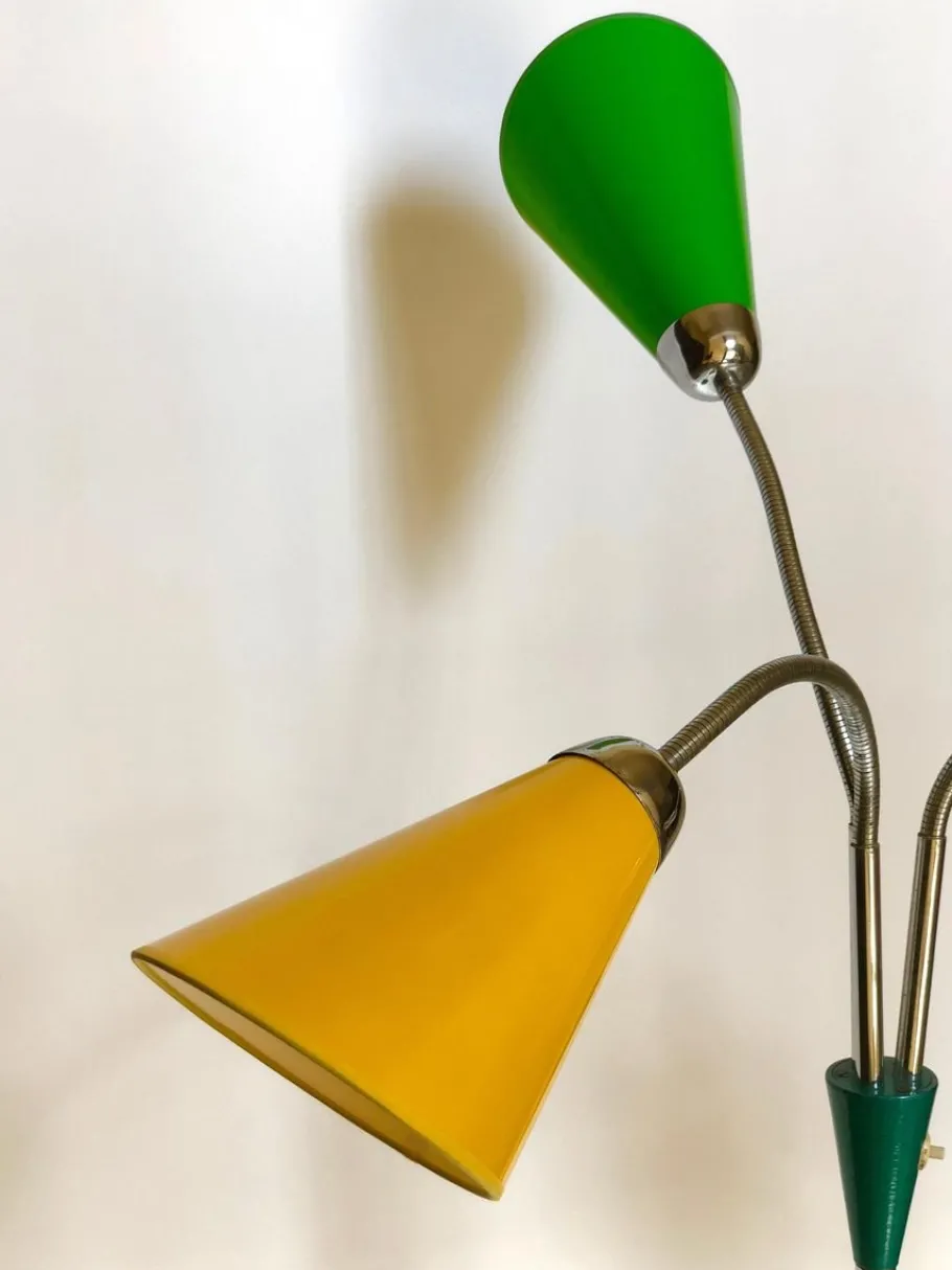 Best Pamono Mid-Century Floor Lamp with 3 Shades in Yellow, Green & Red from Lidokov, 1956
