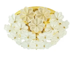 Clearance Pamono Mid-Century Floral Murano Glass and Brass Flush Mount by Ernst Palme for Palwa, Germany, 1960s