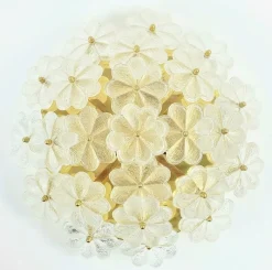 Clearance Pamono Mid-Century Floral Murano Glass and Brass Flush Mount by Ernst Palme for Palwa, Germany, 1960s