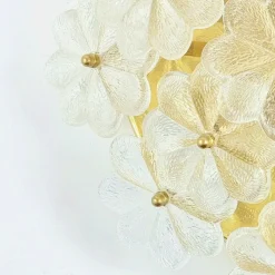 Clearance Pamono Mid-Century Floral Murano Glass and Brass Flush Mount by Ernst Palme for Palwa, Germany, 1960s