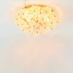 Clearance Pamono Mid-Century Floral Murano Glass and Brass Flush Mount by Ernst Palme for Palwa, Germany, 1960s