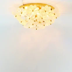 Clearance Pamono Mid-Century Floral Murano Glass and Brass Flush Mount by Ernst Palme for Palwa, Germany, 1960s