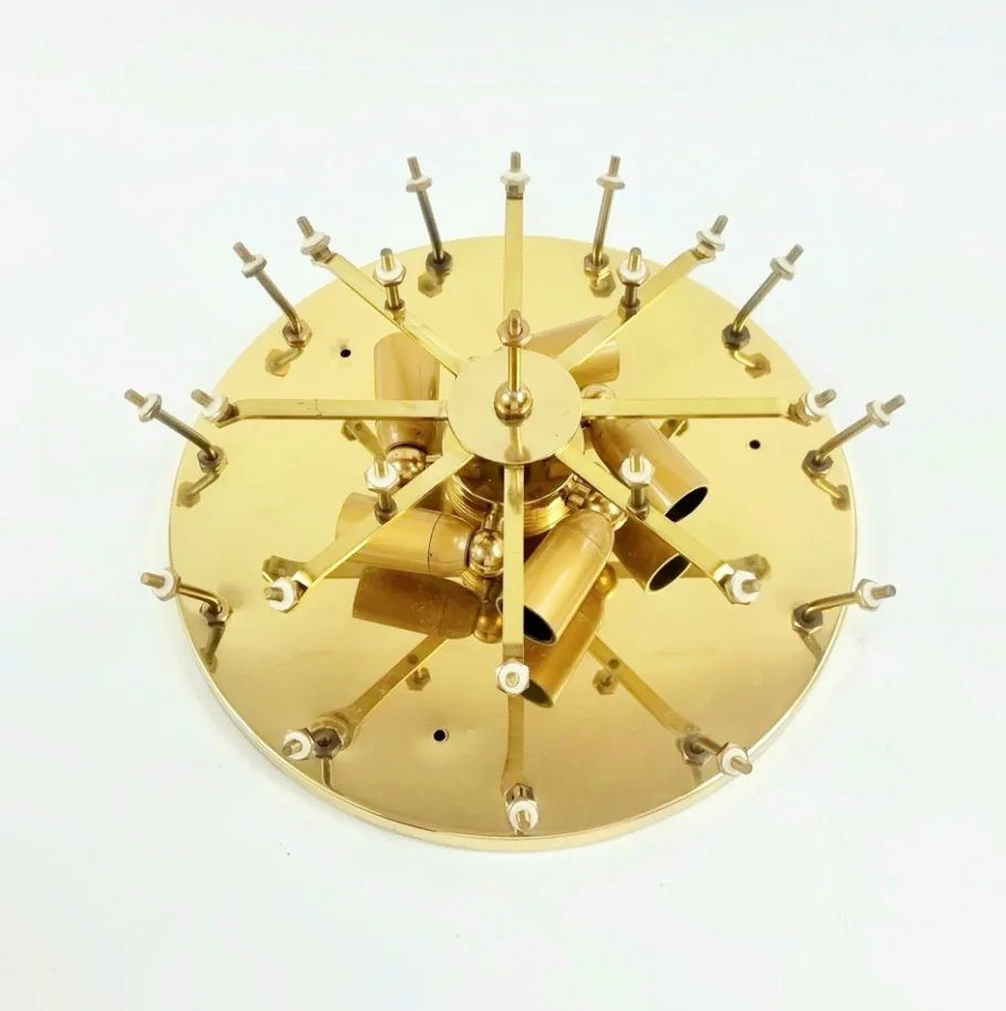 Clearance Pamono Mid-Century Floral Murano Glass and Brass Flush Mount by Ernst Palme for Palwa, Germany, 1960s