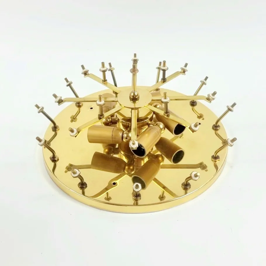 Clearance Pamono Mid-Century Floral Murano Glass and Brass Flush Mount by Ernst Palme for Palwa, Germany, 1960s