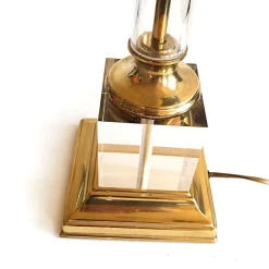 Pamono Mid-Century French Acrylic Glass and Brass Table Lamp
