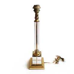 Pamono Mid-Century French Acrylic Glass and Brass Table Lamp