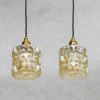 Clearance Pamono Mid-Century French Amber Glass Pendant Lights, 1970s, Set of 2