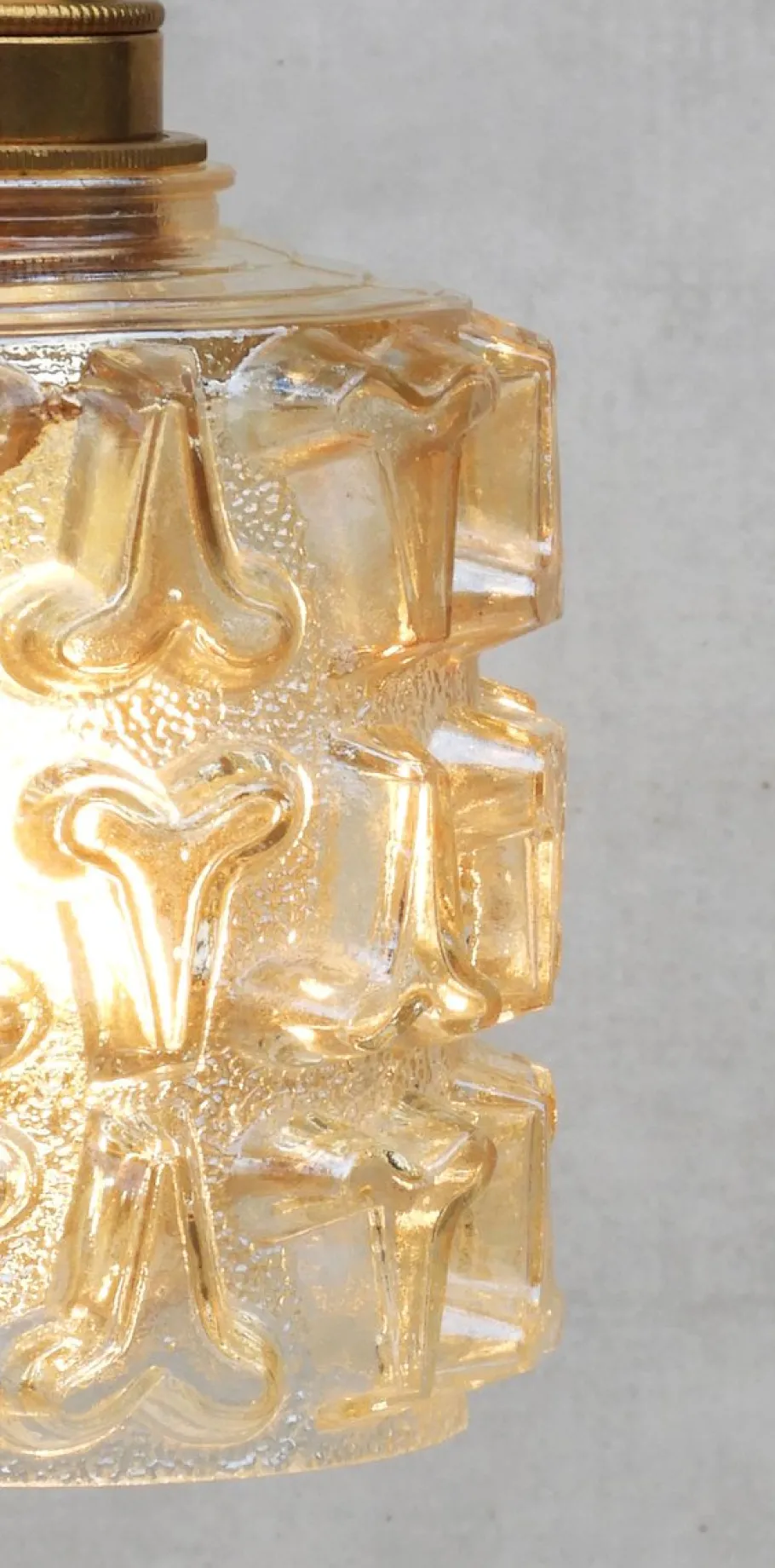 Clearance Pamono Mid-Century French Amber Glass Pendant Lights, 1970s, Set of 2