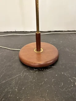 Best Pamono Mid-Century French Floor Lamp in Teak and Brass with Lava Shade , 1950s