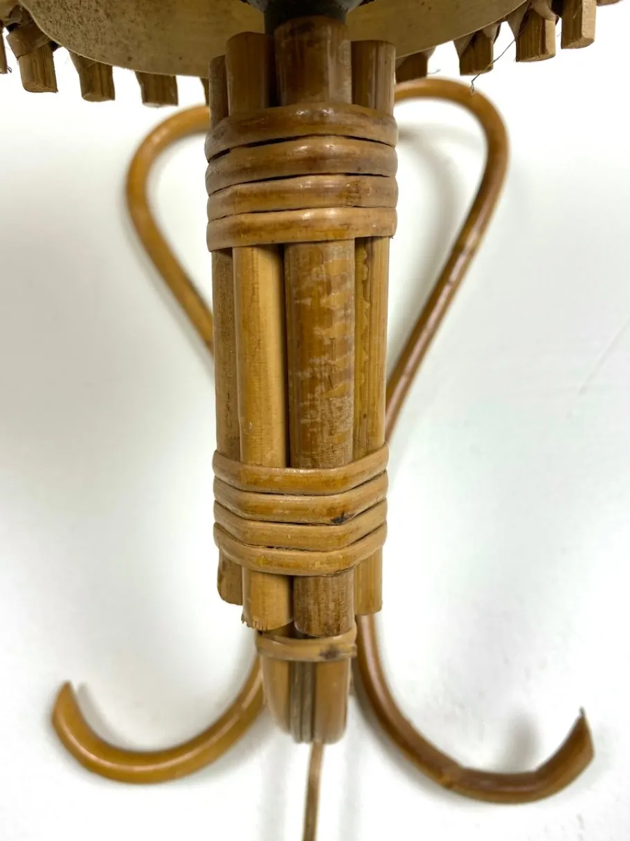 Clearance Pamono Mid-Century French Wall Lamp in Rattan by Louis Sognot
