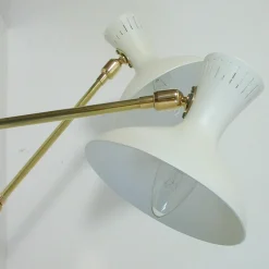 Clearance Pamono Mid-Century French White Brass Articulating Potence Sconces, 1950s, Set of 2