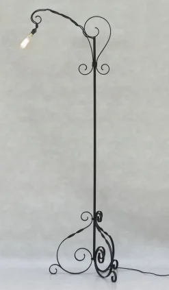 Pamono Mid-Century French Wrought Iron Floor Lamp, 1950s