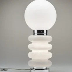 Discount Pamono Mid-Century Frosted Glass and Chrome Table Lamp attributed to Carlo Nason for JBS, 1960s