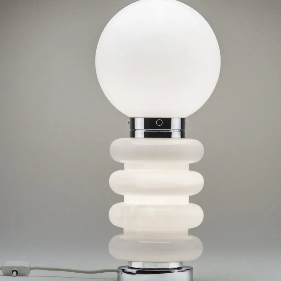 Discount Pamono Mid-Century Frosted Glass and Chrome Table Lamp attributed to Carlo Nason for JBS, 1960s