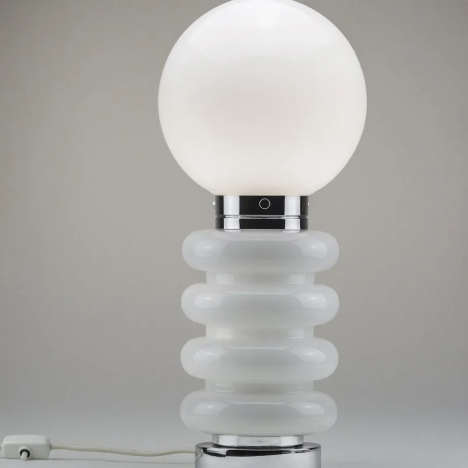 Discount Pamono Mid-Century Frosted Glass and Chrome Table Lamp attributed to Carlo Nason for JBS, 1960s