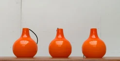 New Pamono Mid-Century German AH Glass Pendant Lamp from Peill & Putzler, Set of 3
