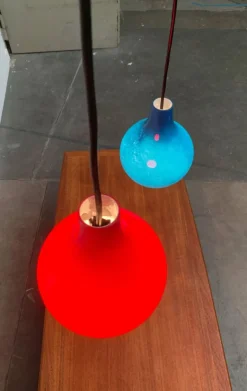 Sale Pamono Mid-Century German Ah Glass Pendant Lamp from Peill & Putzler, Set of 2