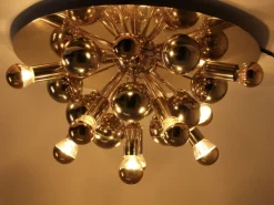 New Pamono Mid-Century German Atomic Ceiling Lamp in Brass by Friedrich Becker for Cosack, 1970s