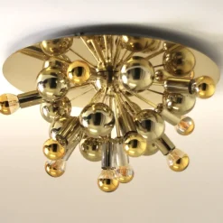 New Pamono Mid-Century German Atomic Ceiling Lamp in Brass by Friedrich Becker for Cosack, 1970s