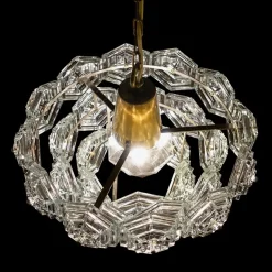 Clearance Pamono Mid-Century German Chandelier with Hexagonal Glass Prisms by Veb Ebersbach, 1960s