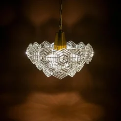 Clearance Pamono Mid-Century German Chandelier with Hexagonal Glass Prisms by Veb Ebersbach, 1960s