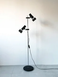 Discount Pamono Mid-Century German Chrome and Black Floor Lamp from Hustadt Leuchten, 1960s