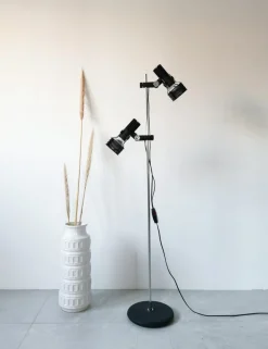 Discount Pamono Mid-Century German Chrome and Black Floor Lamp from Hustadt Leuchten, 1960s