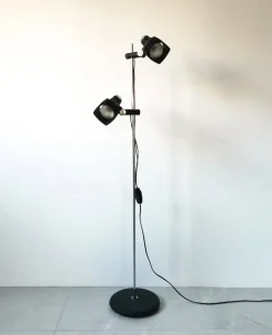 Discount Pamono Mid-Century German Chrome and Black Floor Lamp from Hustadt Leuchten, 1960s