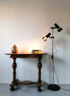 Discount Pamono Mid-Century German Chrome and Black Floor Lamp from Hustadt Leuchten, 1960s