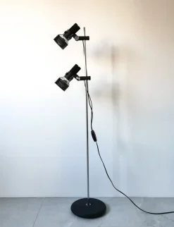 Discount Pamono Mid-Century German Chrome and Black Floor Lamp from Hustadt Leuchten, 1960s