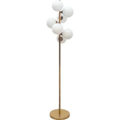 New Pamono Mid-Century German Opaline Globe Floor Lamp in Brass from Kaiser, 1959