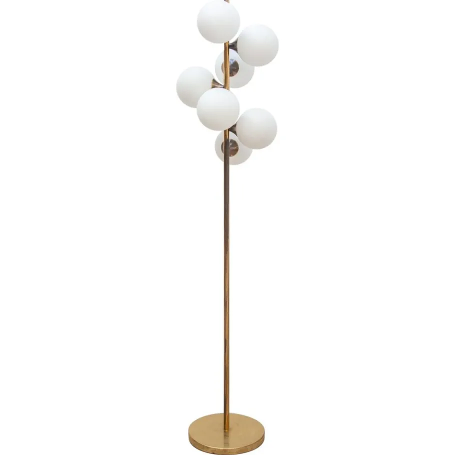 New Pamono Mid-Century German Opaline Globe Floor Lamp in Brass from Kaiser, 1959