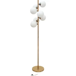 New Pamono Mid-Century German Opaline Globe Floor Lamp in Brass from Kaiser, 1959