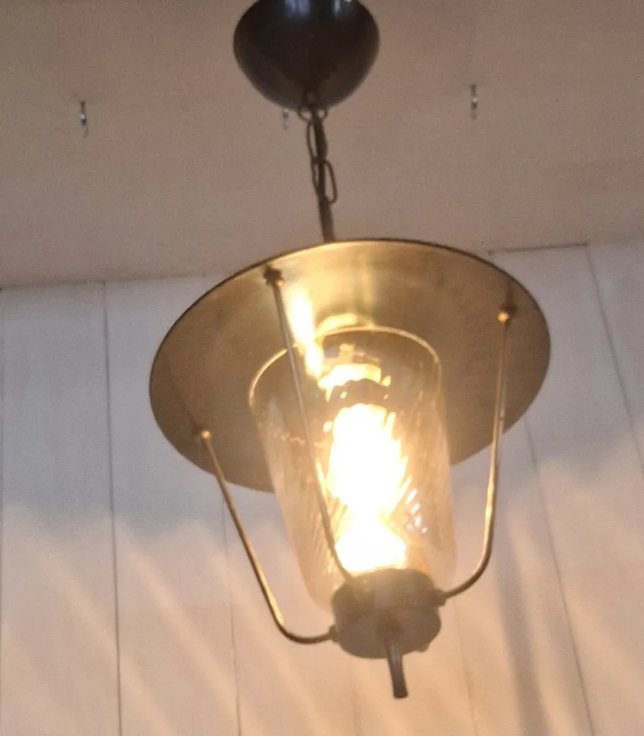 New Pamono Mid-Century German Pendant Lamp in Black Metal with Brass Brackets, 1960s