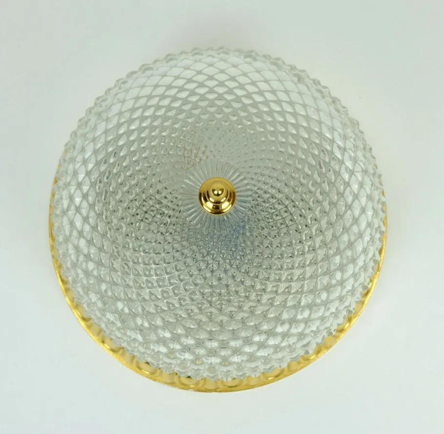 Clearance Pamono Mid-Century Glass & Aluminum Ceiling Lamp from Sölken Leuchten