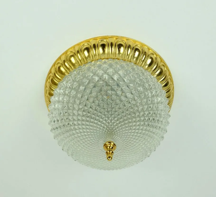 Clearance Pamono Mid-Century Glass & Aluminum Ceiling Lamp from Sölken Leuchten