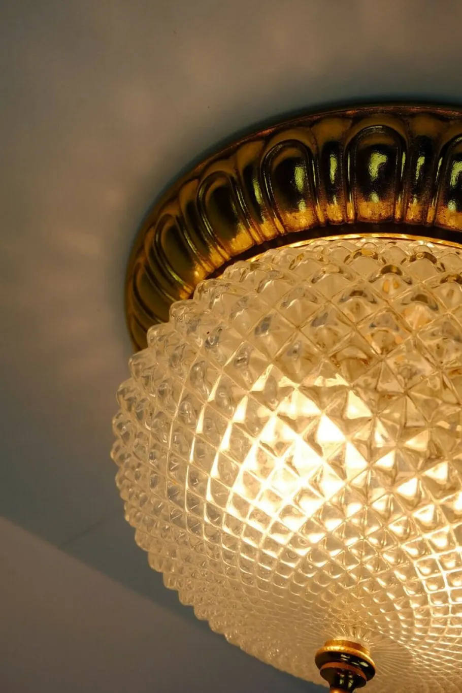 Clearance Pamono Mid-Century Glass & Aluminum Ceiling Lamp from Sölken Leuchten