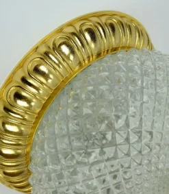 Clearance Pamono Mid-Century Glass & Aluminum Ceiling Lamp from Sölken Leuchten