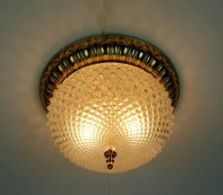 Clearance Pamono Mid-Century Glass & Aluminum Ceiling Lamp from Sölken Leuchten