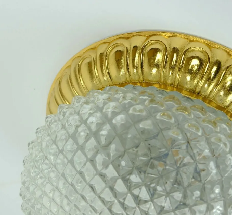 Clearance Pamono Mid-Century Glass & Aluminum Ceiling Lamp from Sölken Leuchten