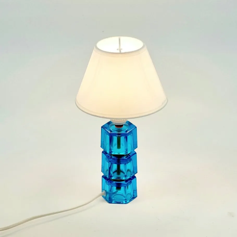 Outlet Pamono Mid-Century Glass and Brass Table Lamp attributed to Carl Fagerlund for Orrefors, Sweden, 1960s