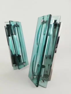 Sale Pamono Mid-Century Glass Sconces in the style of Fontana Arte, Italy, 1960, Set of 2